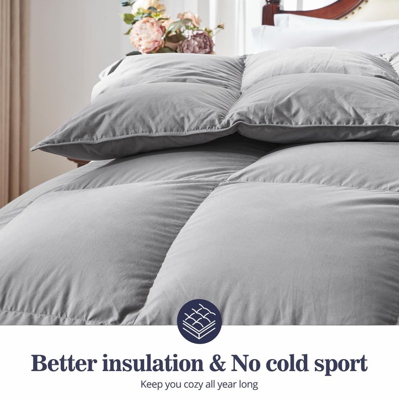 Globon Down Comforter Queen Size,All Season Duvet Insert Ultra-Soft Noiseless Shell,Mediumweight with 8 Corner Tabs, Greyâ€¦ - Image 4